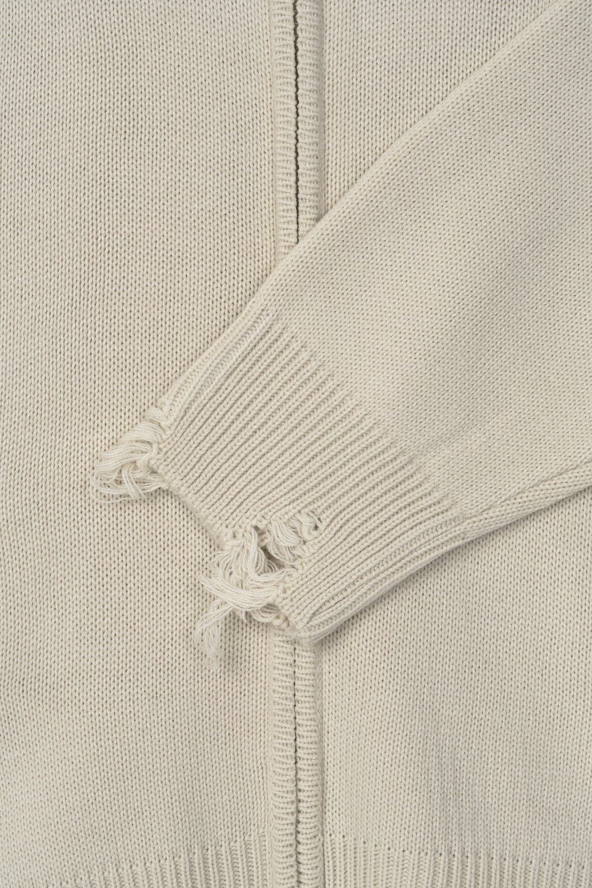 Distressed Knit Zip-Up Hoodie