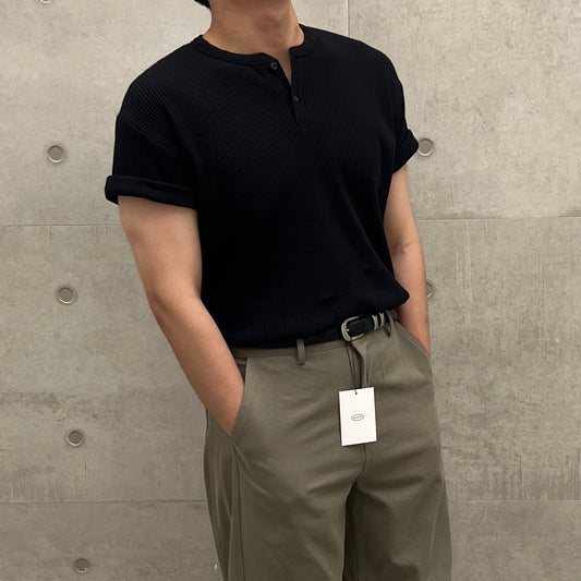 Waffle Henley Neck