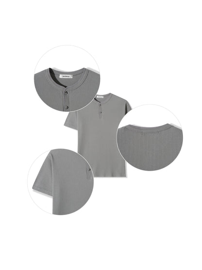 Waffle Henley Neck