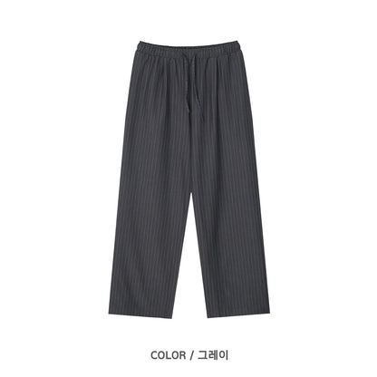 Pinstripe Drawstring Wide-Leg Pants