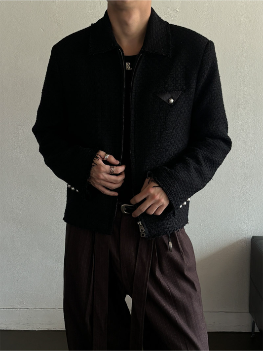 Drape Tweed Cropped Blouson
