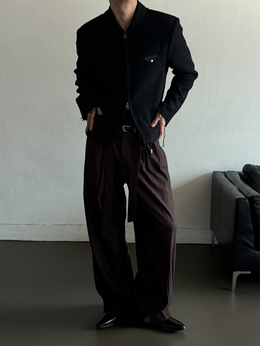 Drape Tweed Cropped Blouson