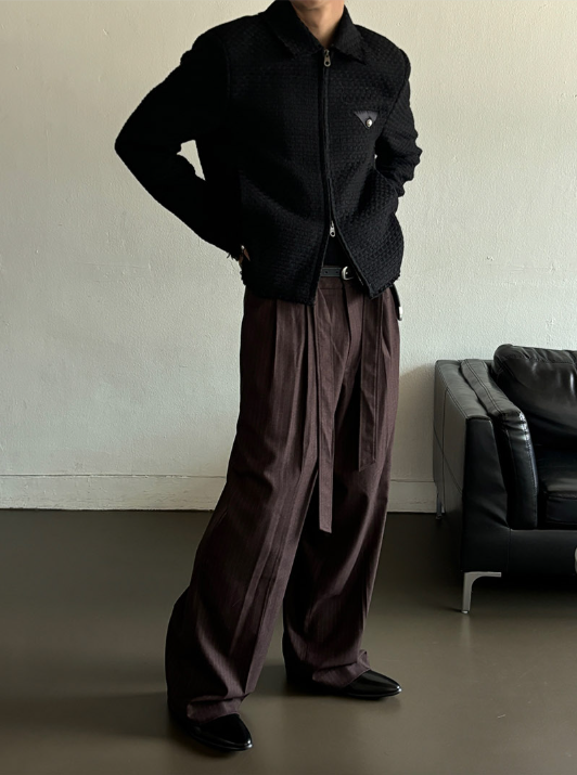 Drape Tweed Cropped Blouson