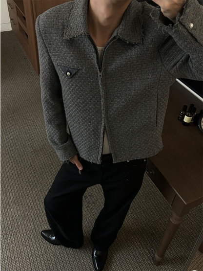 Drape Tweed Cropped Blouson