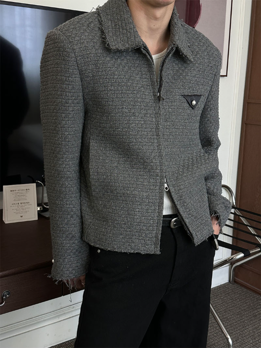 Drape Tweed Cropped Blouson