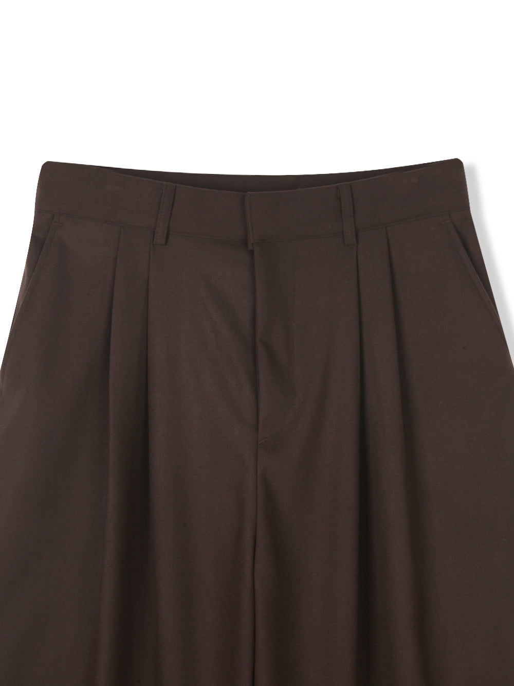 Stripe woolen pintuck slacks