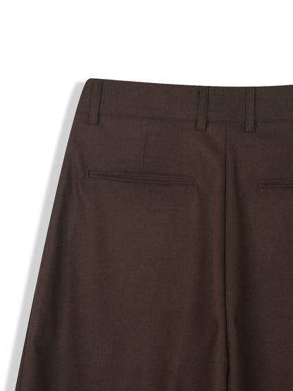 Striped woolen pintuck slacks
