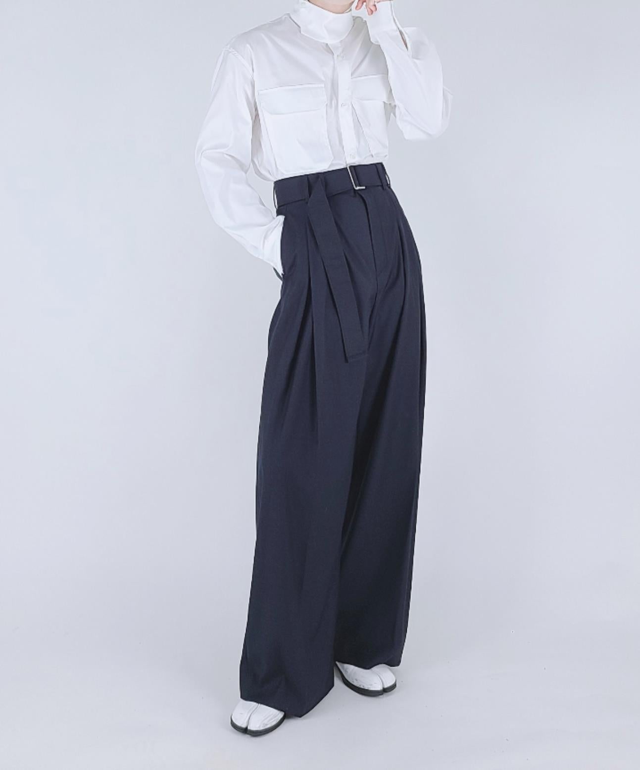 Noir Belted Wide Slacks