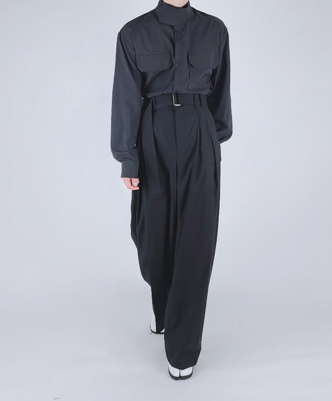 Noir Belted Wide Slacks