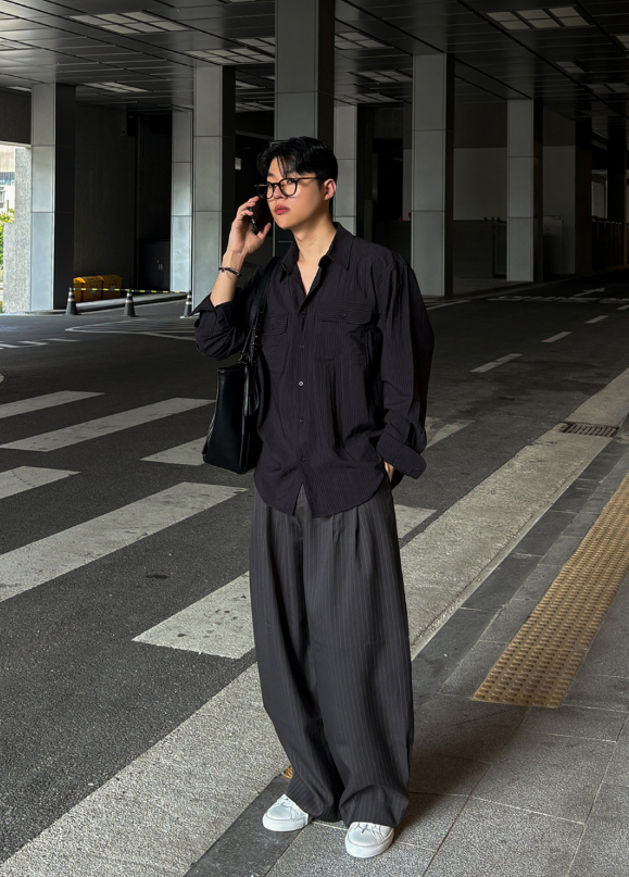 Luen Stripe Wide Trousers