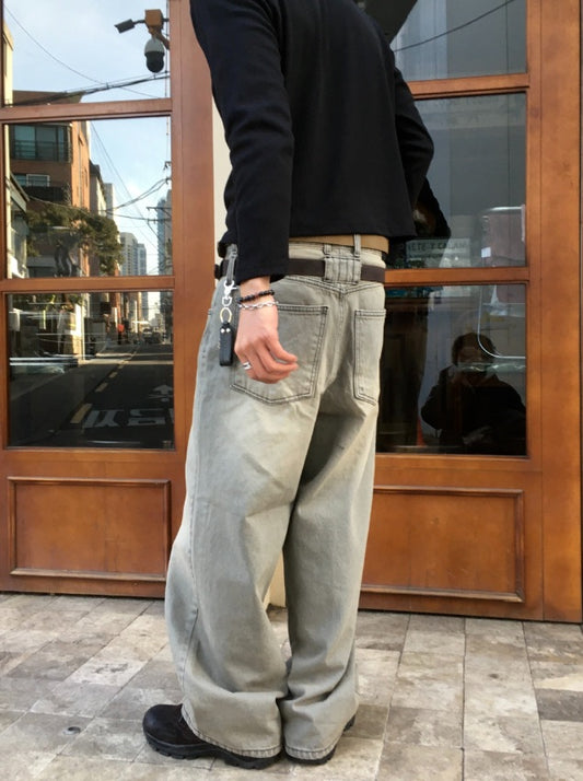Double Belt Wide Denim