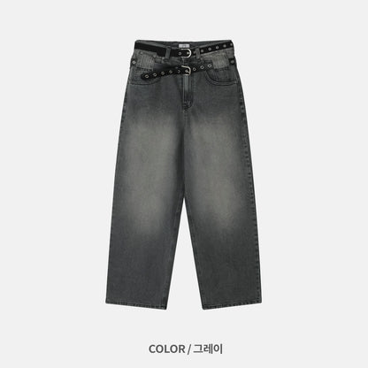 Double Belt Wide Denim