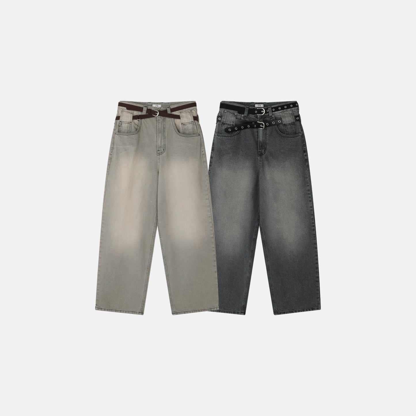 Double Belt Wide Denim