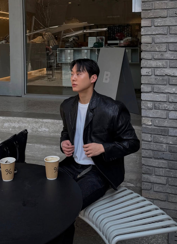 Minimal Gloss Leather Jacket