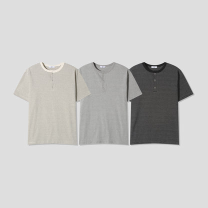 Fine Stripe Henley T-Shirt