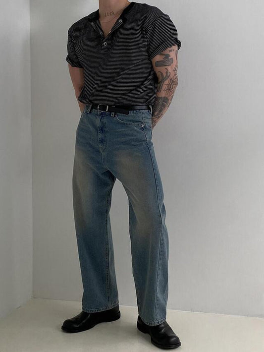 Fine Stripe Henley T-Shirt