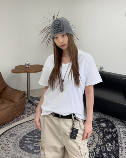 Washed Deep Crop U-Neck Tee