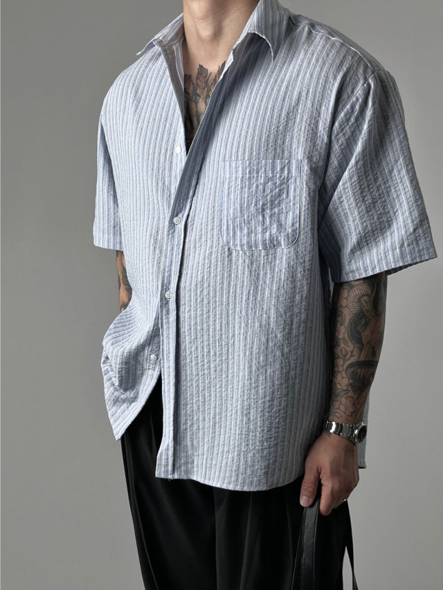 Pigment-Washed Nylon Shirt Jacket