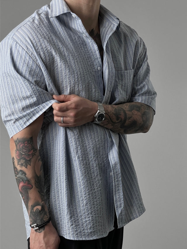 Pigment-Washed Nylon Shirt Jacket