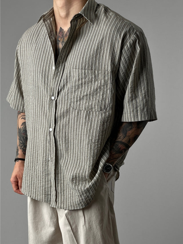 Pigment-Washed Nylon Shirt Jacket