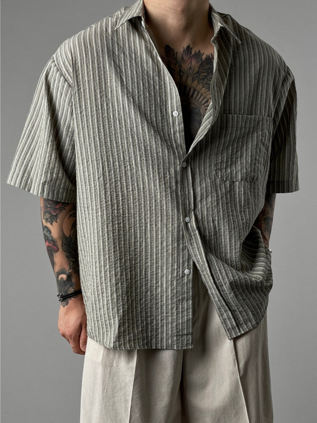 Pigment-Washed Nylon Shirt Jacket