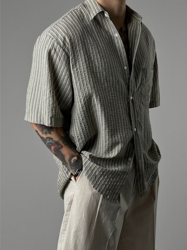 Pigment-Washed Nylon Shirt Jacket