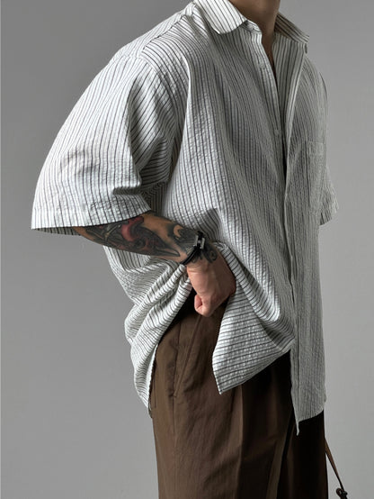 Pigment-Washed Nylon Shirt Jacket
