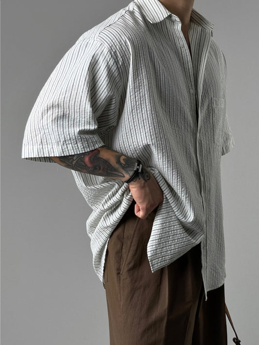 Pigment-Washed Nylon Shirt Jacket