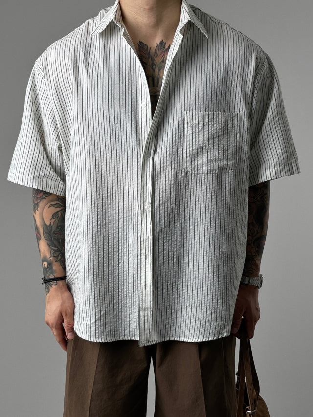 Pigment-Washed Nylon Shirt Jacket