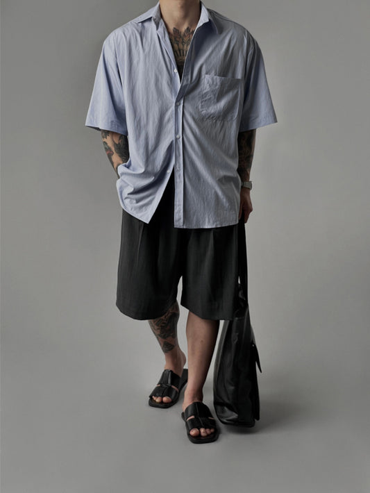 Pigment-Washed Nylon Shirt Jacket