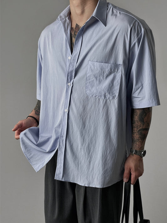 Pigment-Washed Nylon Shirt Jacket