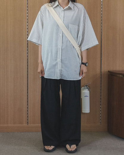 Soft Stripe Relax Half Shirt