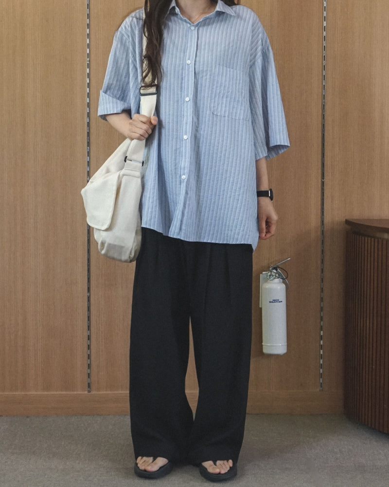 Soft Stripe Relax Half Shirt