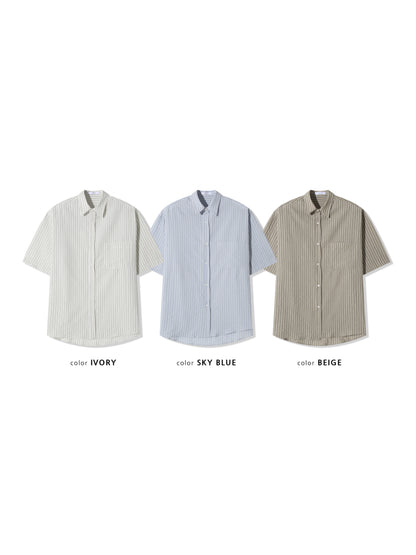 Soft Stripe Relax Half Shirt