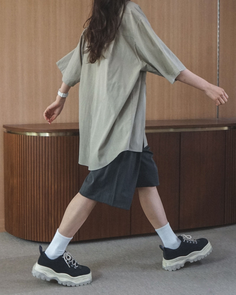 Pigment-Washed Nylon Shirt Jacket