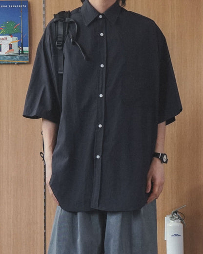 Pigment-Washed Nylon Shirt Jacket