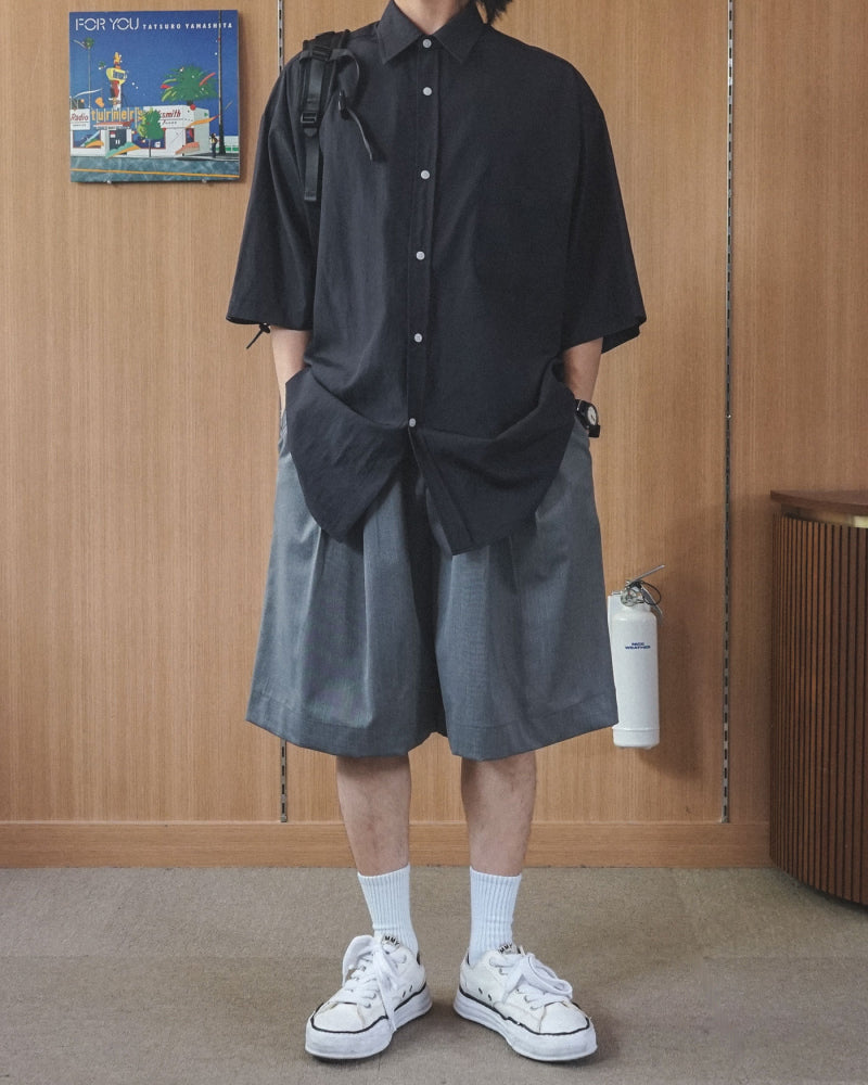 Pigment-Washed Nylon Shirt Jacket