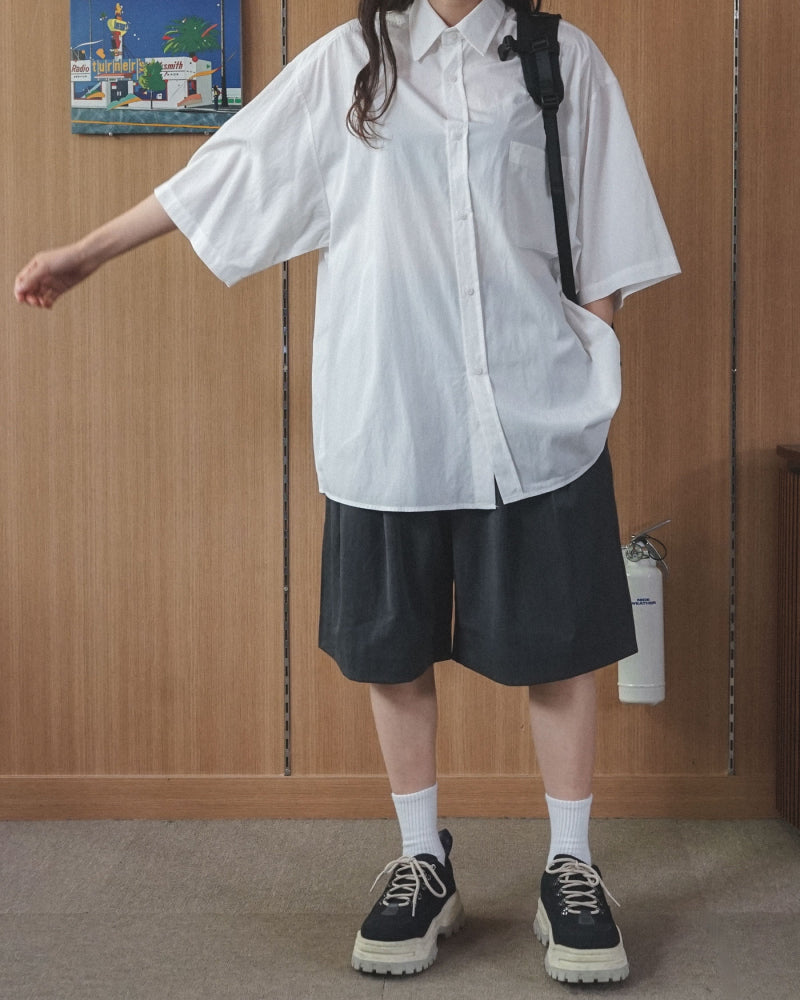 Pigment-Washed Nylon Shirt Jacket