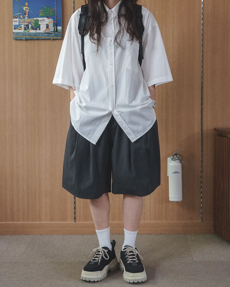 Pigment-Washed Nylon Shirt Jacket