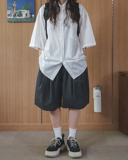 Pigment-Washed Nylon Shirt Jacket