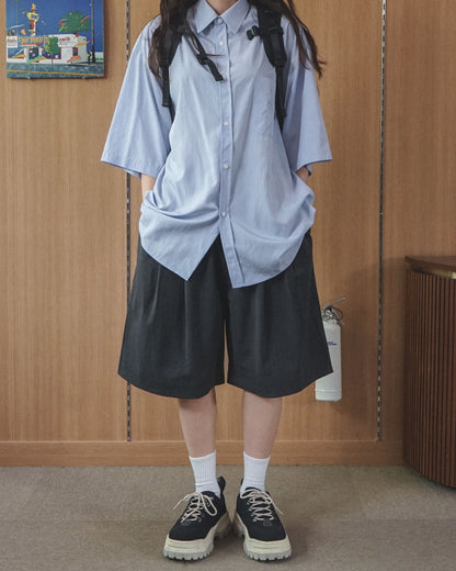 Pigment-Washed Nylon Shirt Jacket
