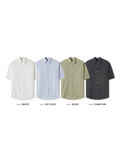 Pigment-Washed Nylon Shirt Jacket