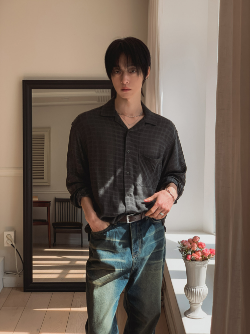 Pigment-Washed Nylon Shirt Jacket