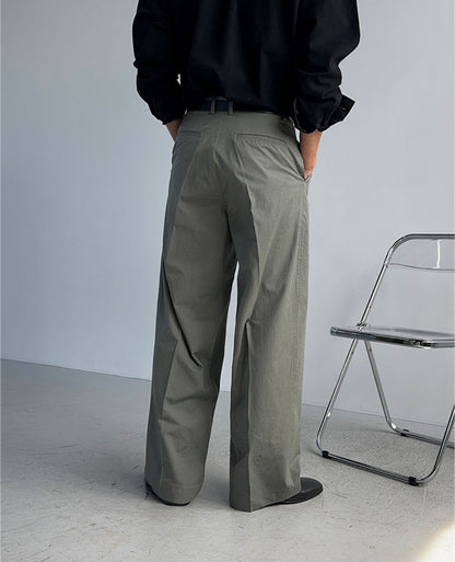 Structured Wide Tuck Slacks