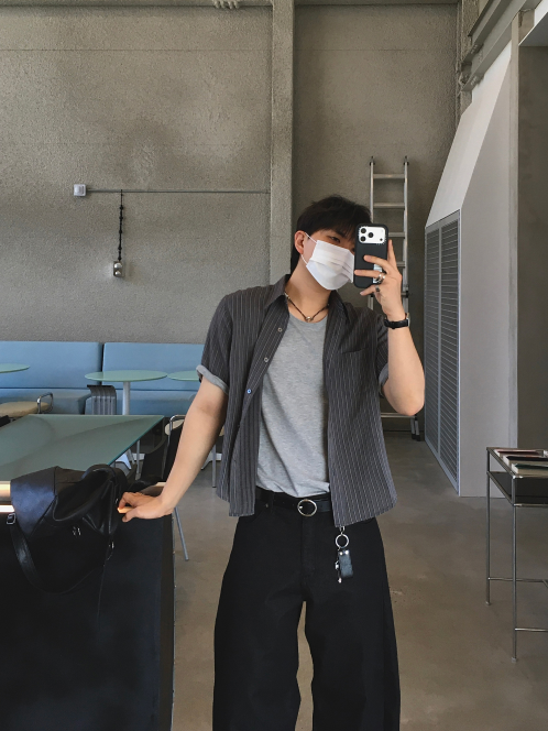 Pigment-Washed Nylon Shirt Jacket