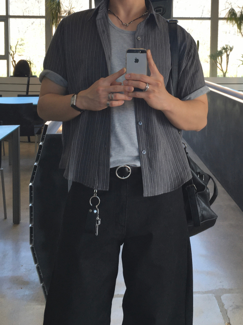 Pigment-Washed Nylon Shirt Jacket