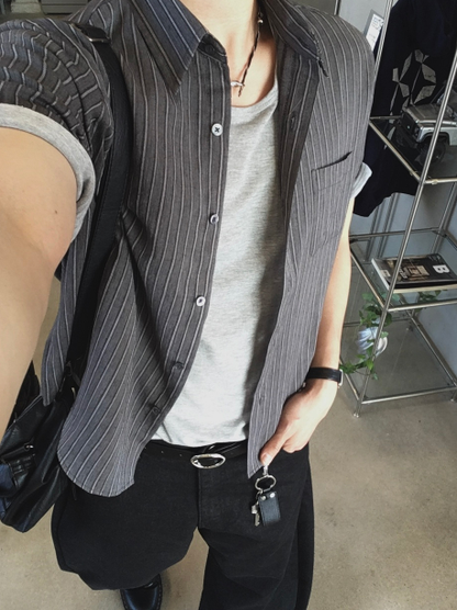 Pigment-Washed Nylon Shirt Jacket