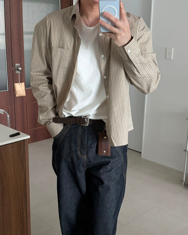 Pigment-Washed Nylon Shirt Jacket