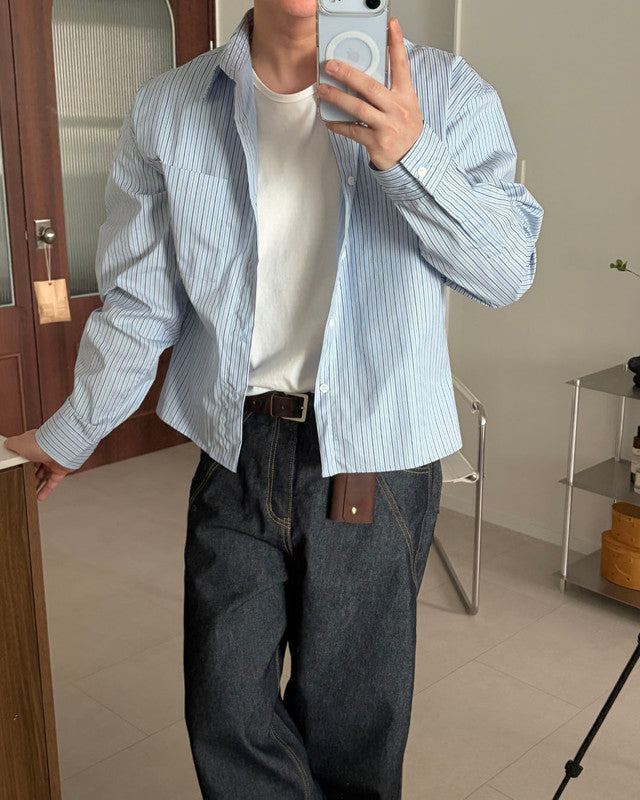 Pigment-Washed Nylon Shirt Jacket