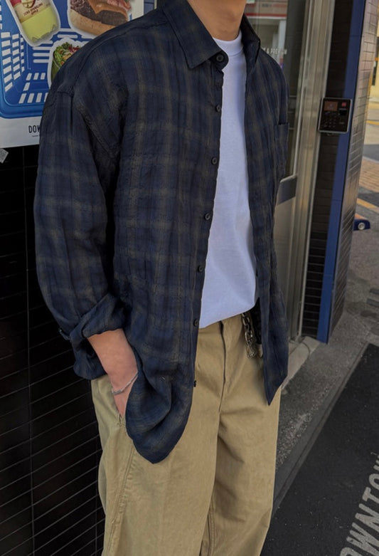Pigment-Washed Nylon Shirt Jacket